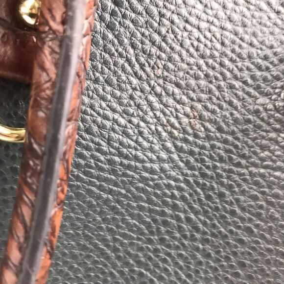 Faux Leather Tote Dark Green Brown Alligator Pattern Handbag Purse 2 Section - Picture 2 of 11